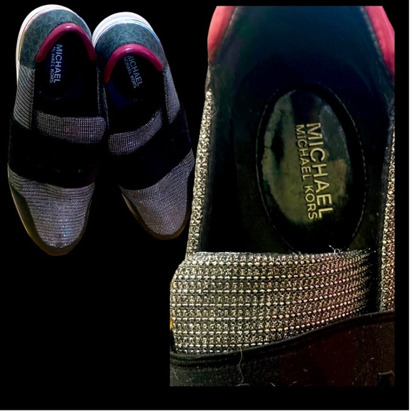 MK Red and Black with Sparkles Sneakers size 10M - Picture 1 of 2